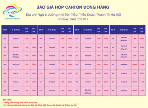 Giá in hộp giấy carton đóng hàng