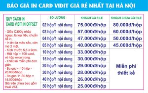Báo giá in card visit giá rẻ nhất tại Hà Nội